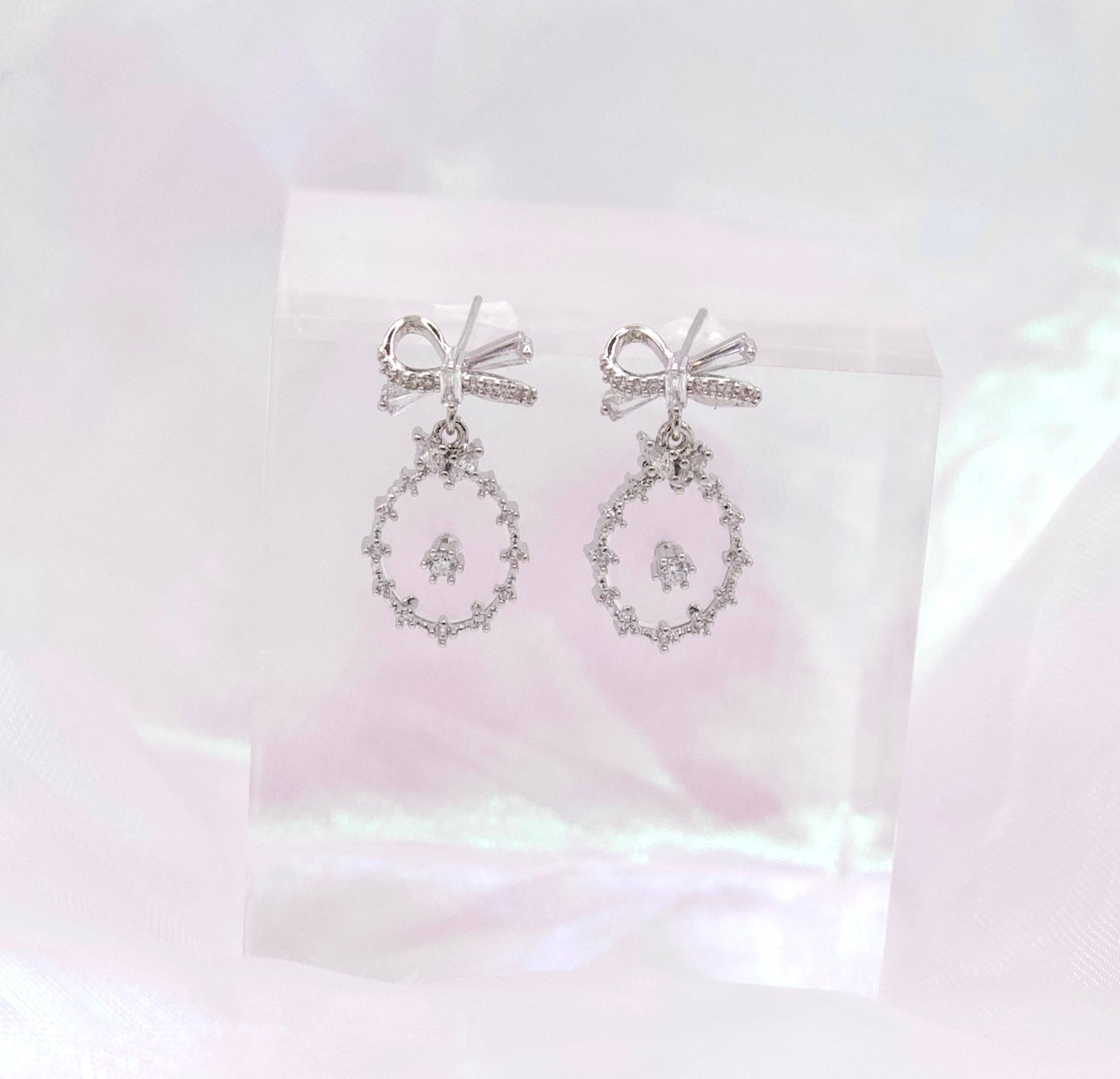 Korean Glass Ribbon Glamorous Dangle Earrings