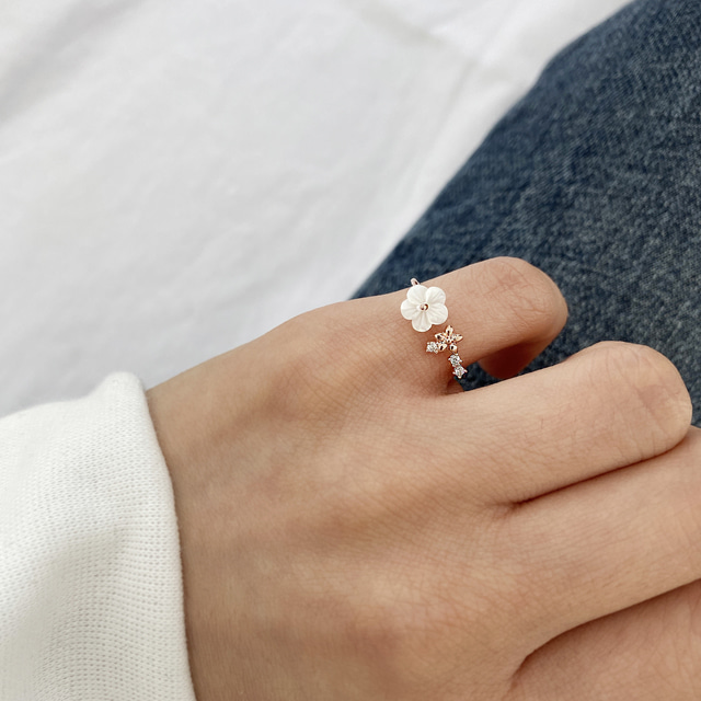 Mother of Pearl Pinky Elegant Bridal Korean Adjustable Rings - 3 colors