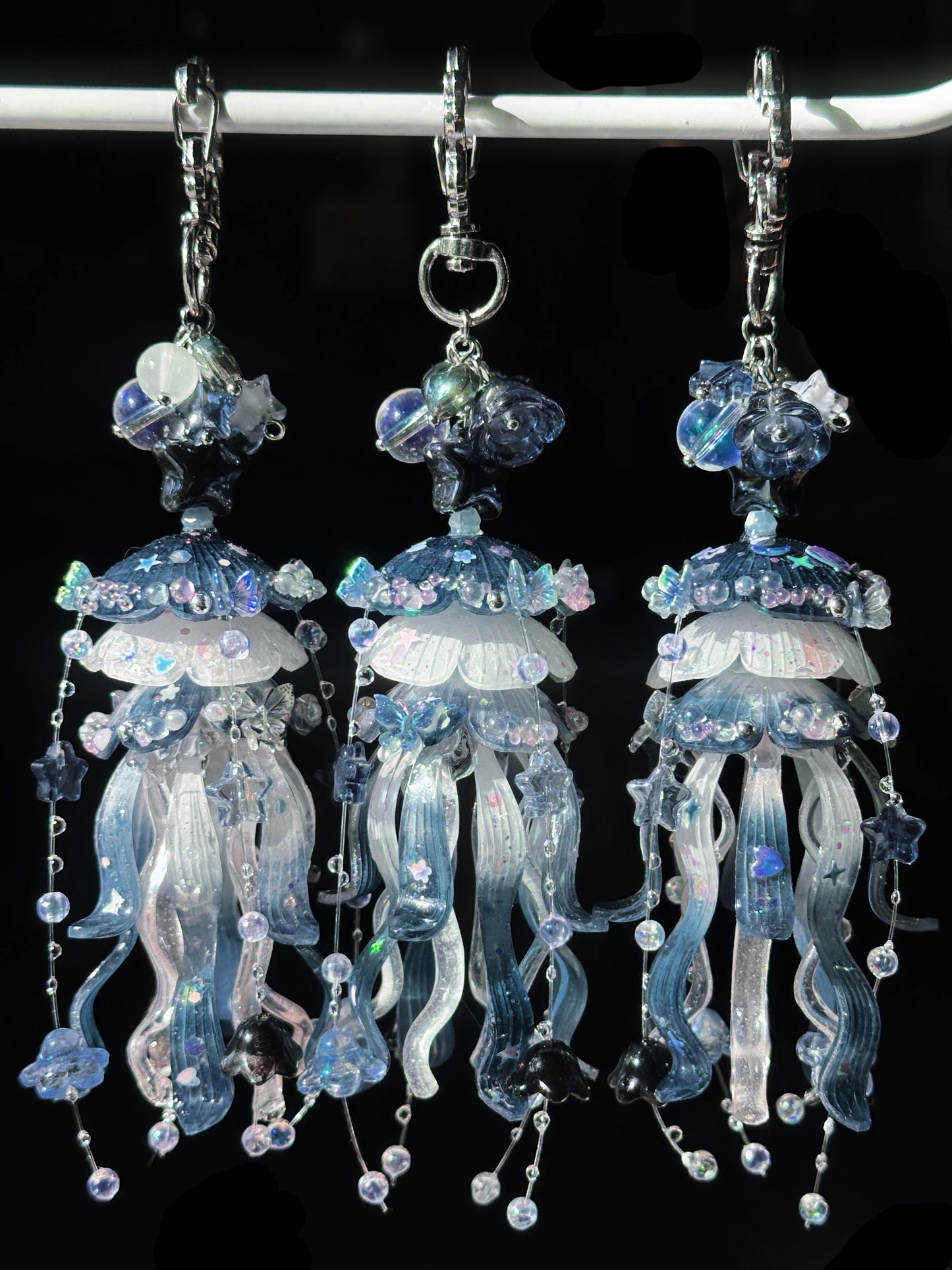 Fairy Jellyfish Handmade Keychain/Bag charm - Dark Blue