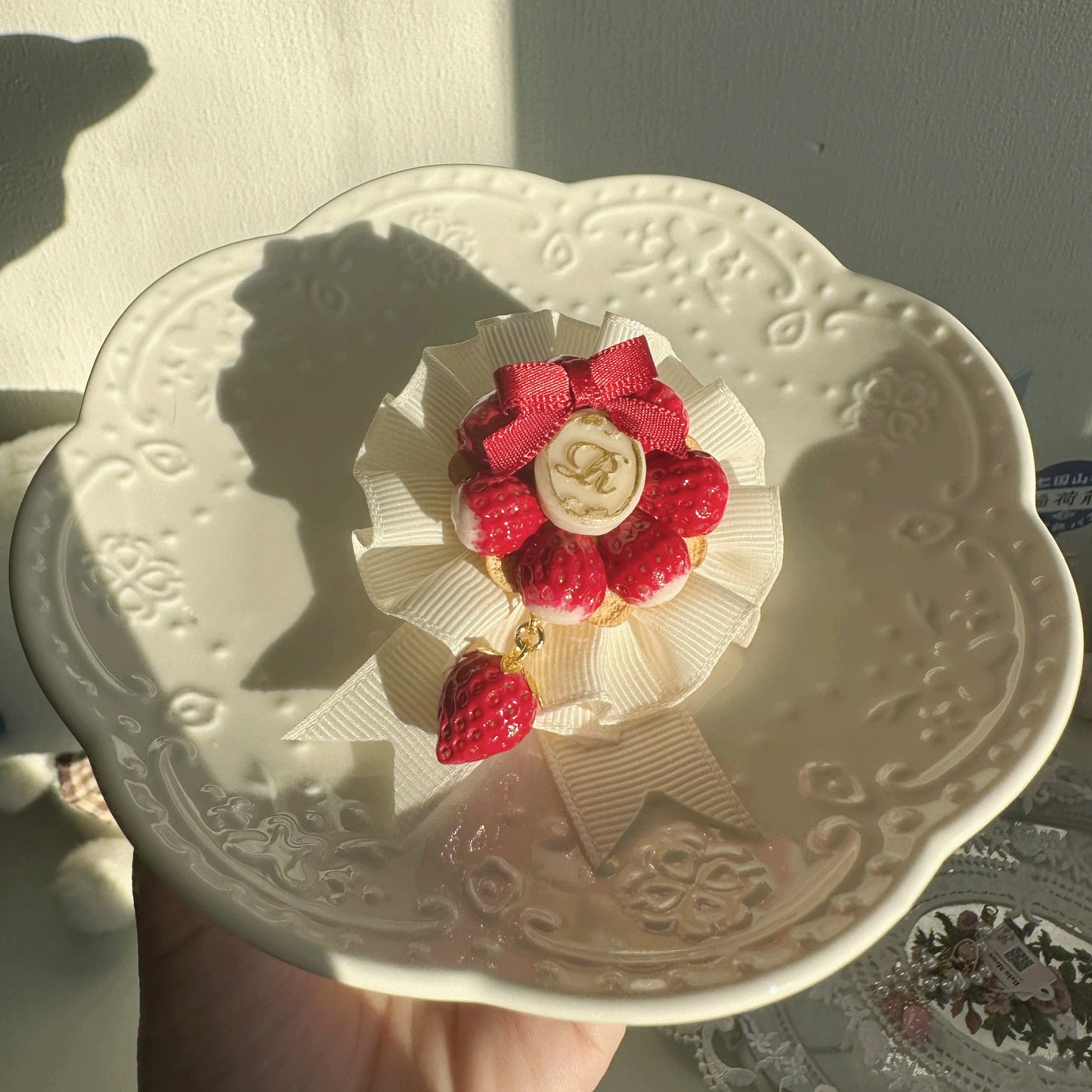French Ribbon Style Strawberry Cake Japanese Handmade Hair Pin