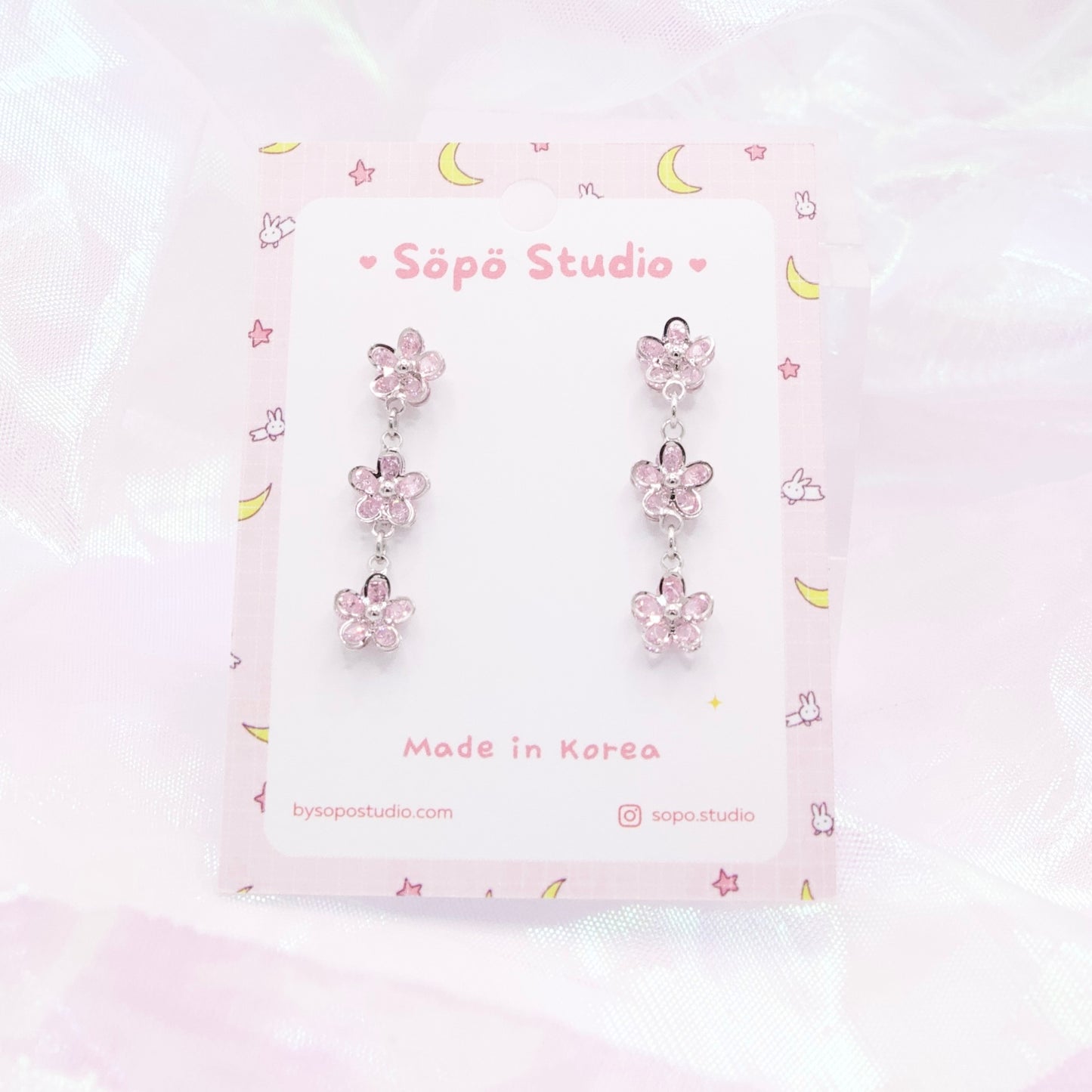 Dainty Petit Sakura Pastel Pink Korean Earrings