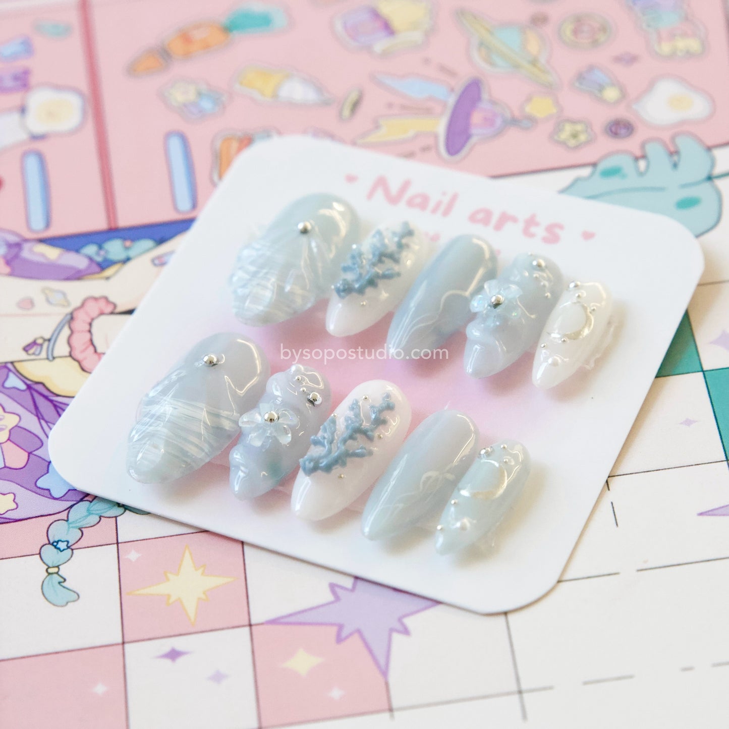 Handmade Y2K Coral Reef 3D Gel Oceanic Press-on Nails