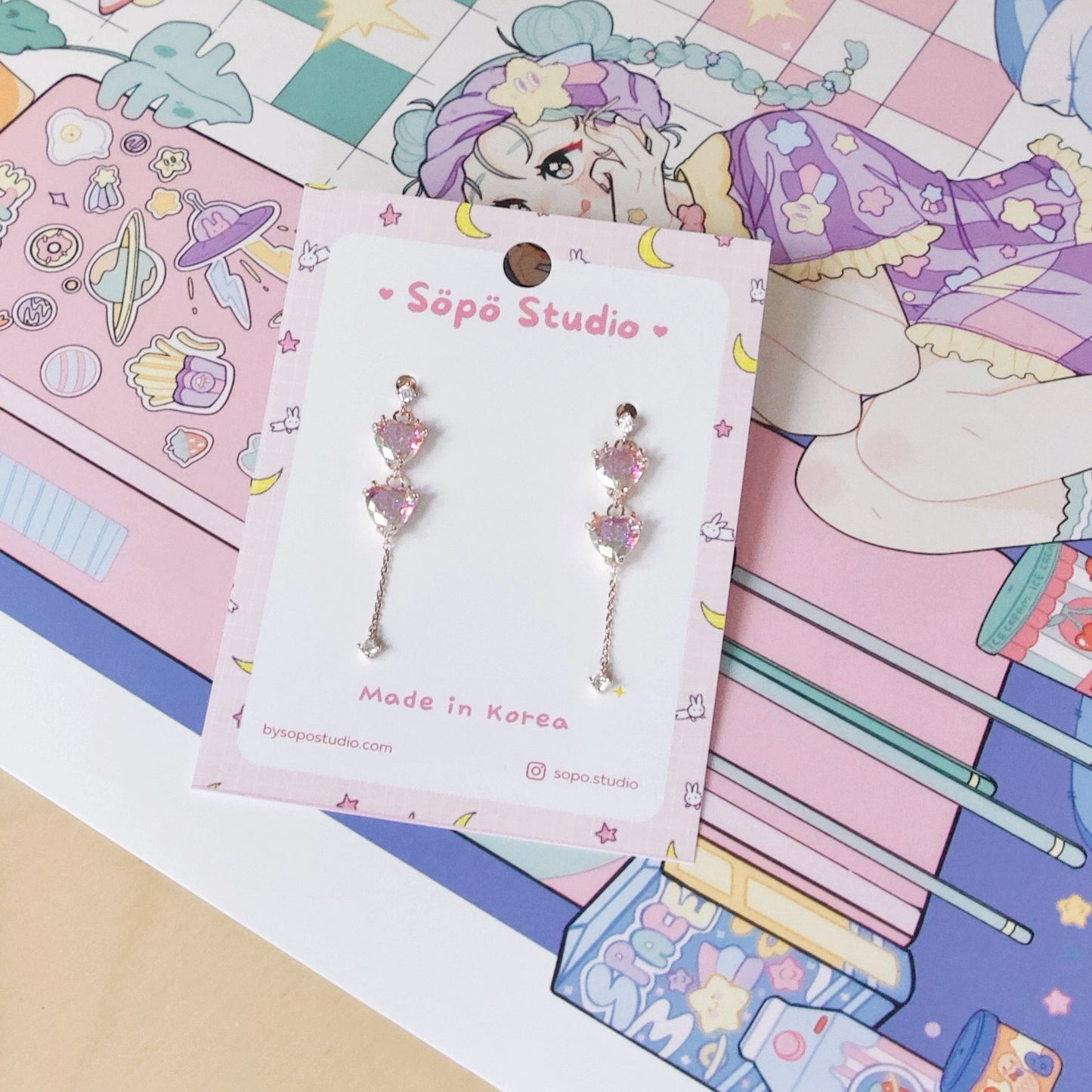 Heart Drop Korean Earrings
