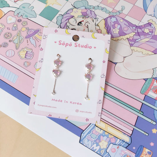 Heart Drop Korean Earrings