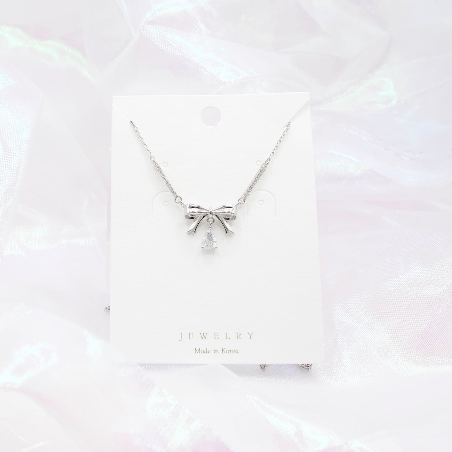 Ribbon Elegant Style Korean Necklace - Made in Korea - 2 colors