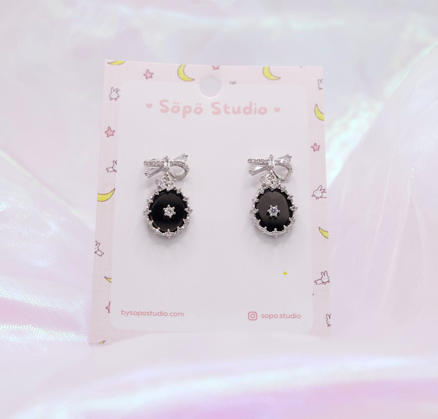 Korean Glass Ribbon Glamorous Dangle Earrings