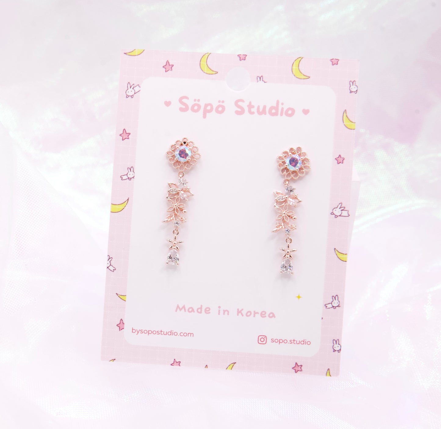 Sun Flower Dainty Style Chain Drop Korean Earrings