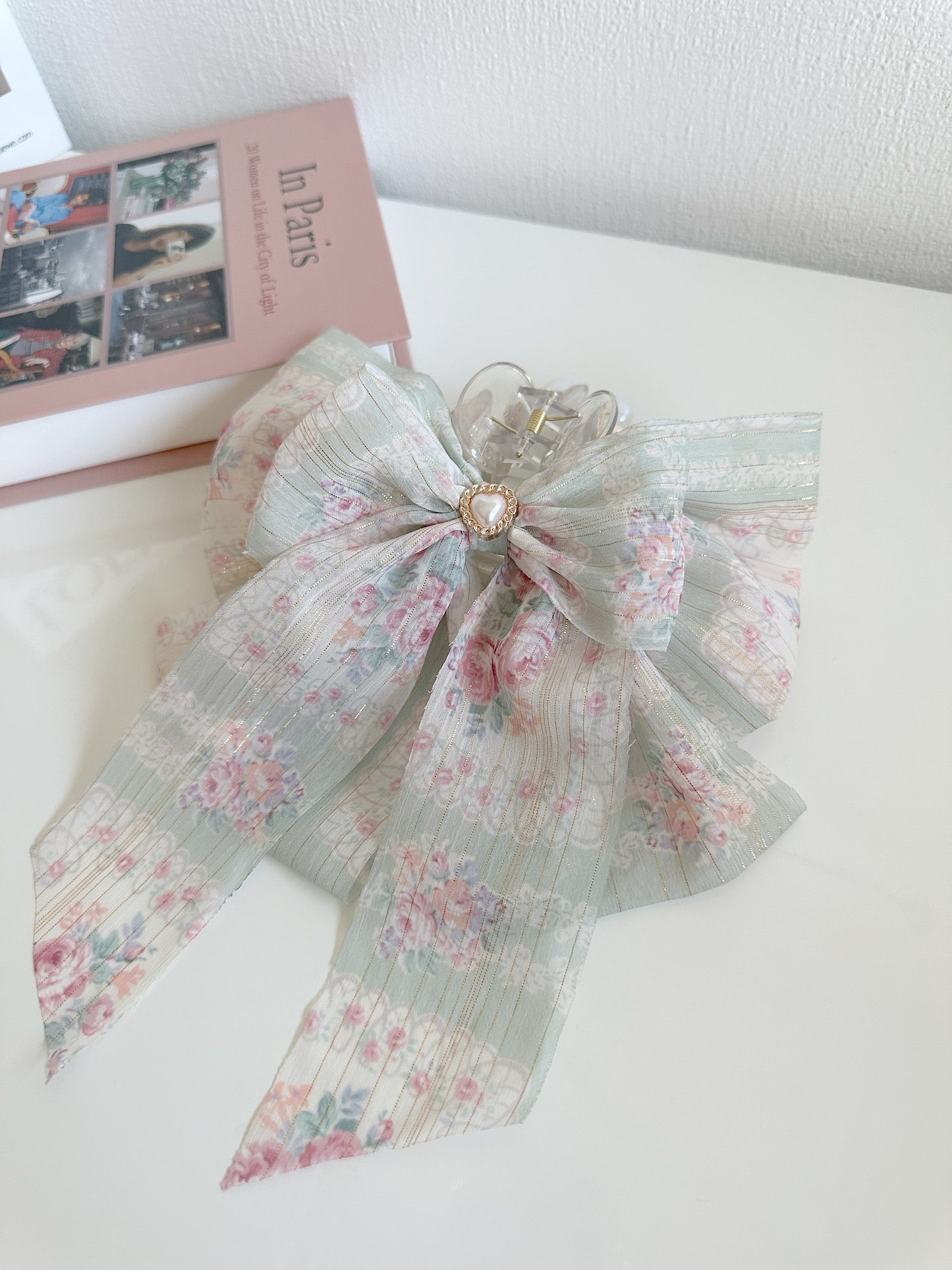 Korean Large Flower Bow Heart Pearl Princess Style Hair Claws