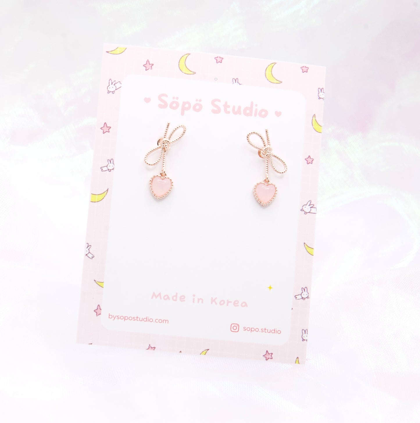 Knotted Ribbon Heart Dainty Style Korean Earrings - 2 colors