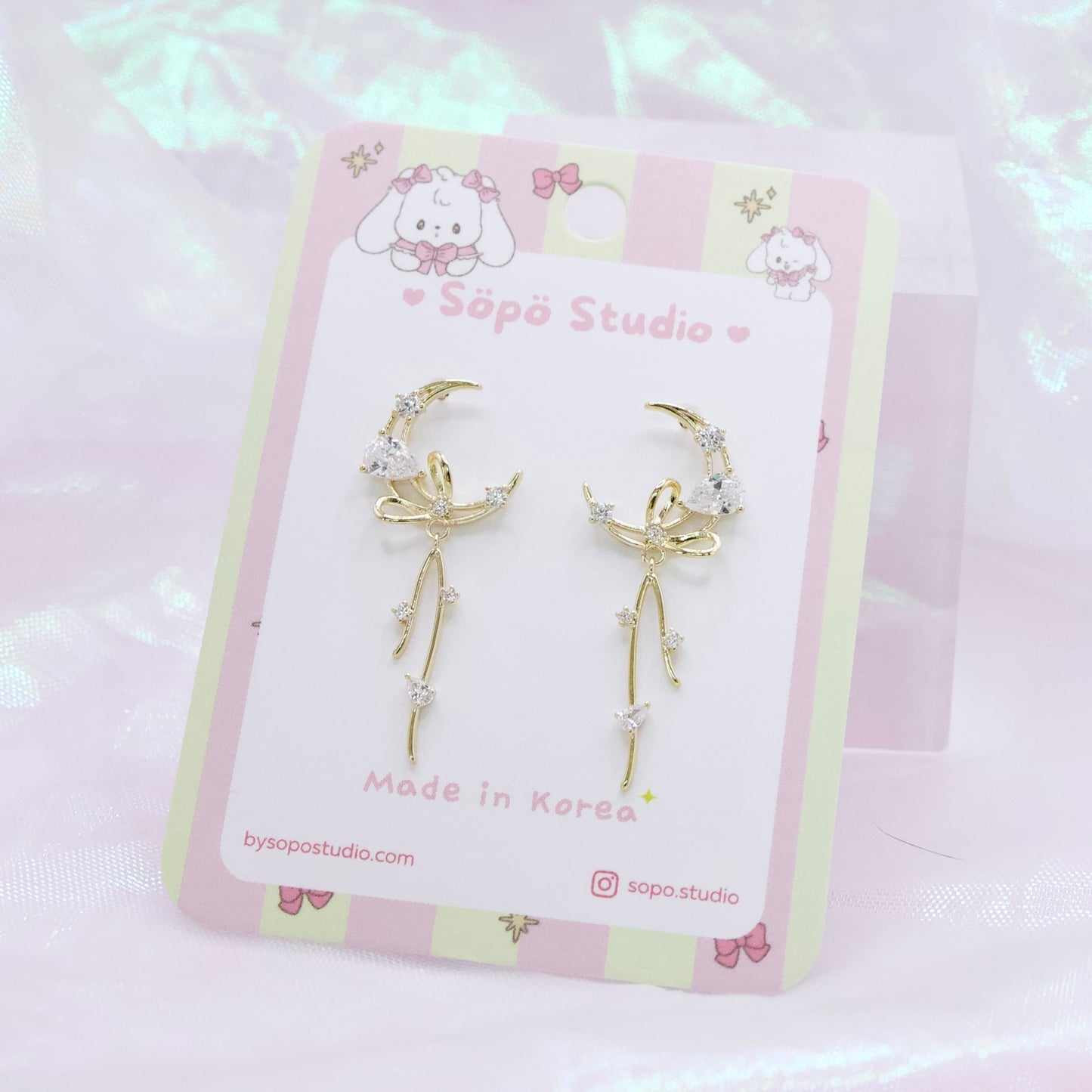 Moon Flower Cute Korean Dainty Style Earrings - 2 Colors