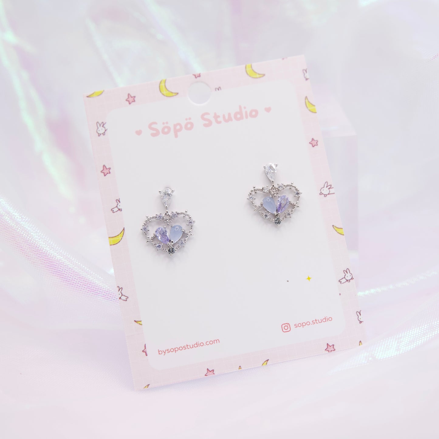 Korea Heart Charm Sweet Pastel Dainty Style Dangle Earrings