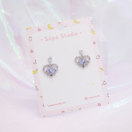 Korea Heart Charm Sweet Pastel Dainty Style Dangle Earrings