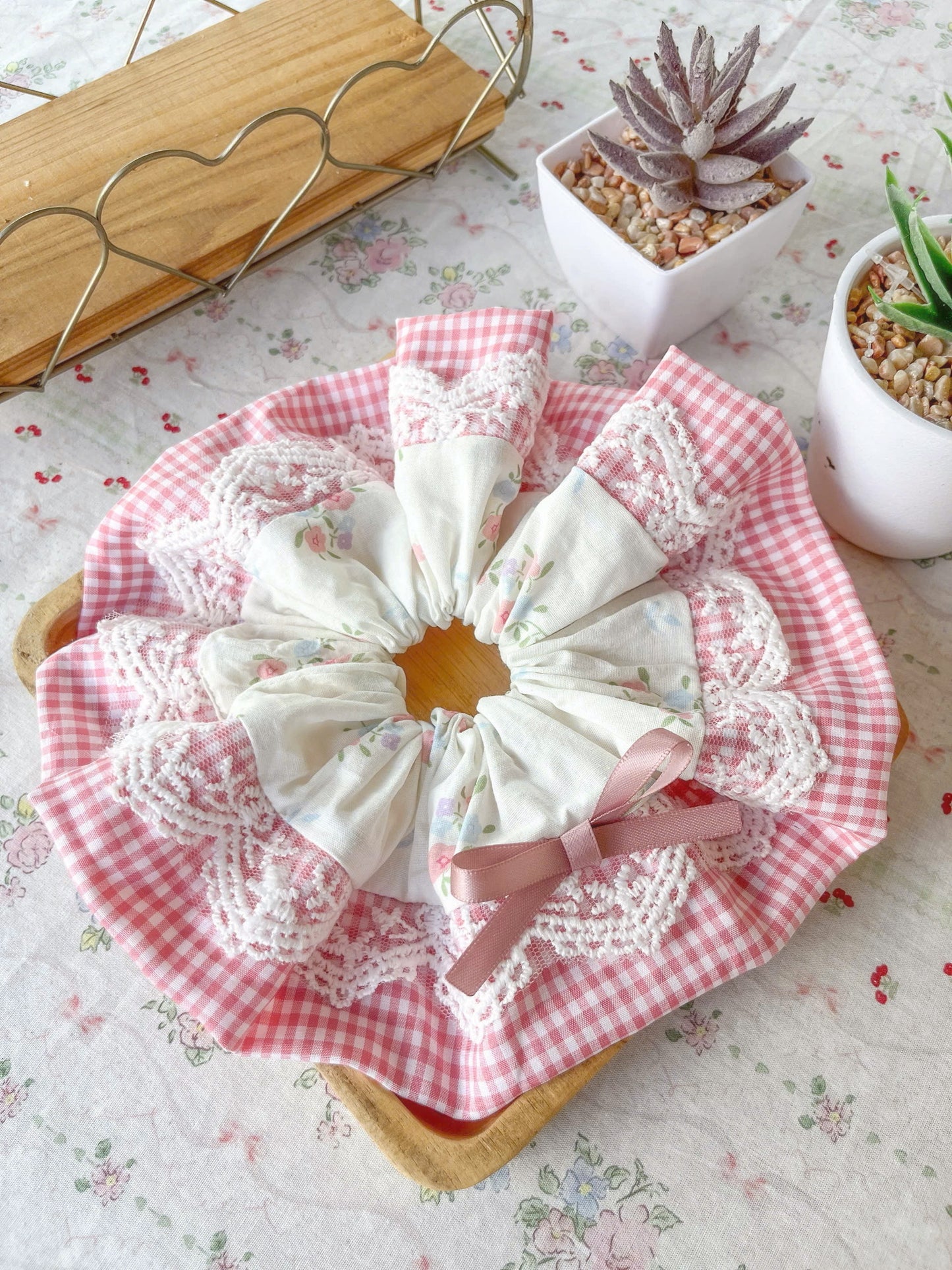 Jumbo Flower Summer Cotton Lace Scrunchie