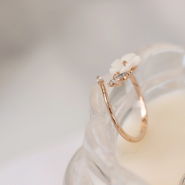 Mother of Pearl Dainty Elegant Bridal Korean Adjustable Rings - 3 colors