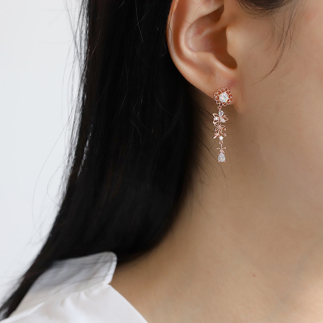 Sun Flower Dainty Style Chain Drop Korean Earrings