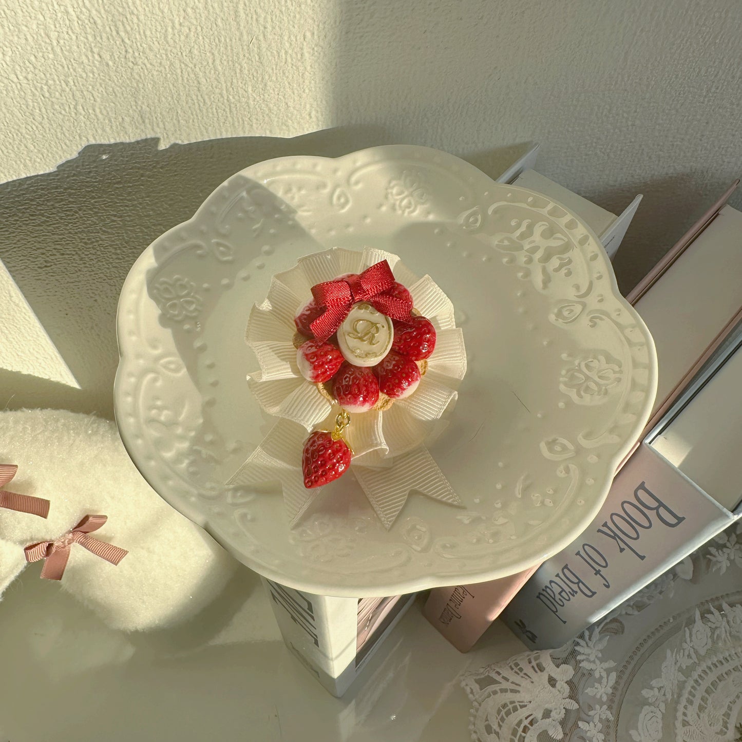 French Ribbon Style Strawberry Cake Japanese Handmade Hair Pin
