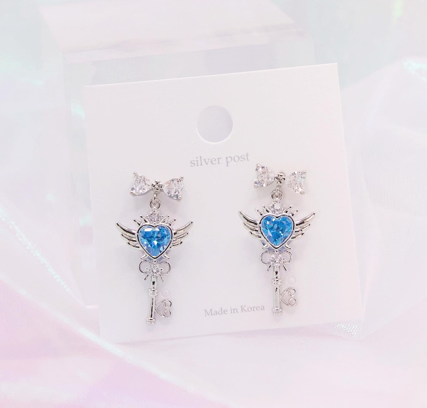 Sailor Moon Y2K Cute Magical Heart Wing Wand Earrings