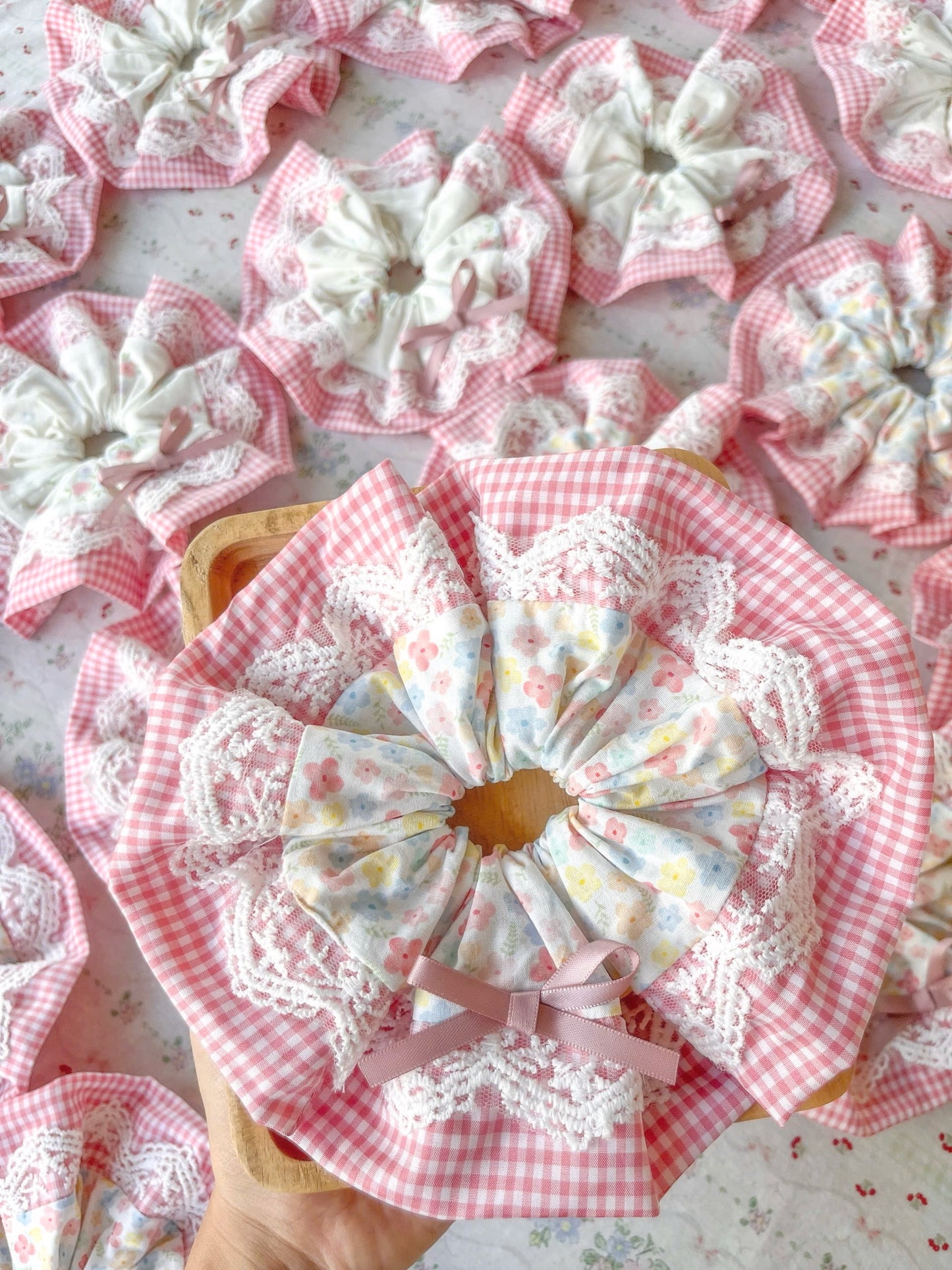 Jumbo Flower Summer Cotton Lace Scrunchie