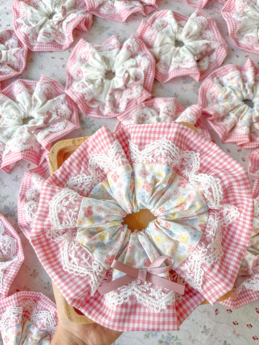 Jumbo Flower Summer Cotton Lace Scrunchie
