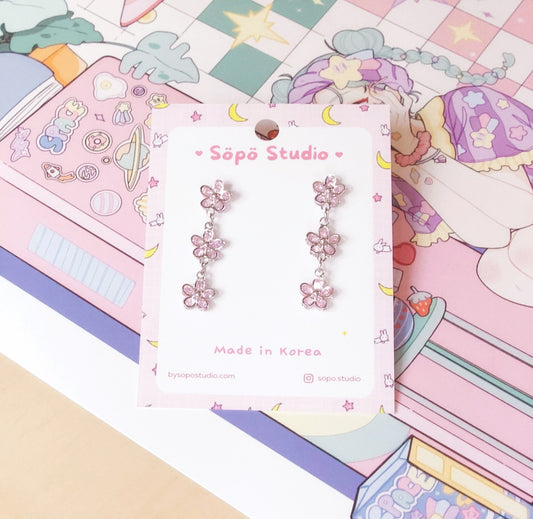 Dainty Petit Sakura Pastel Pink Korean Earrings