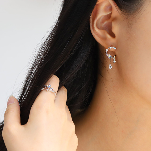 Opal Moon Crystal Drop Korean Earrings - 2 colors