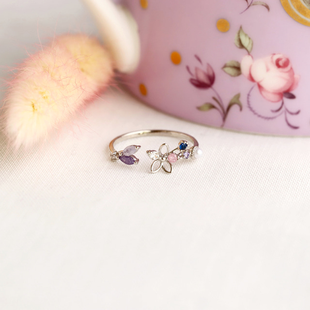 Fairytale Flower Adjustable Ring Made in Korea - 2 colors