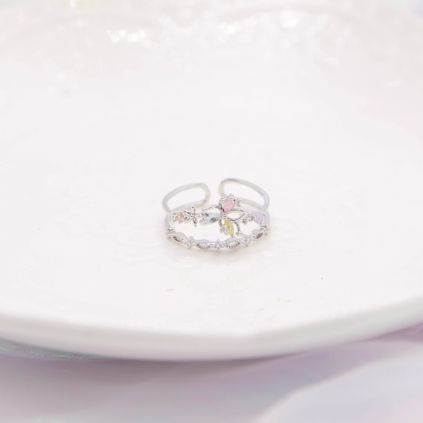 Butterfly Fairy Garden Layered Adjustable Rings