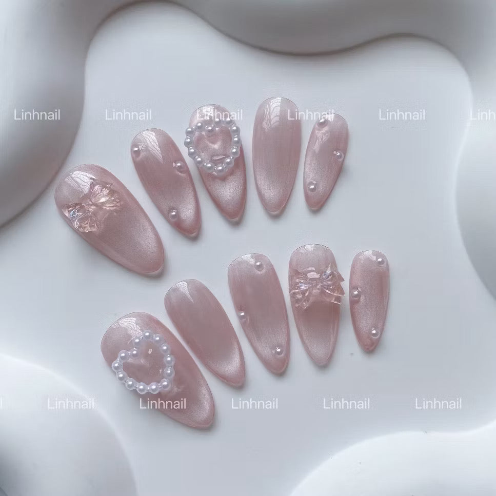 Minimalist Pearl Nail Art for Brides