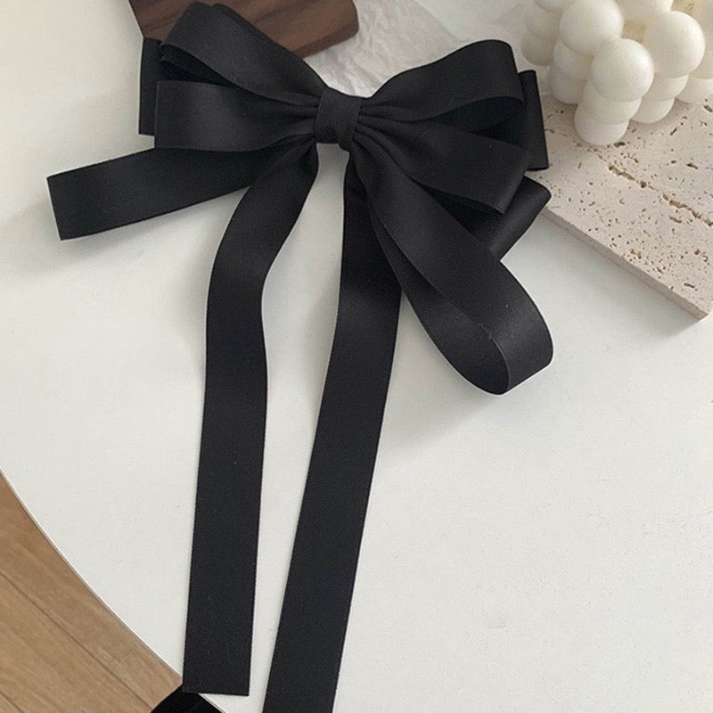 Black Ribbon Bow French Style Hair Clip