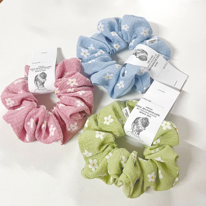 Summer Cute Pastel Flower Handmade Scrunchies - 3 colors