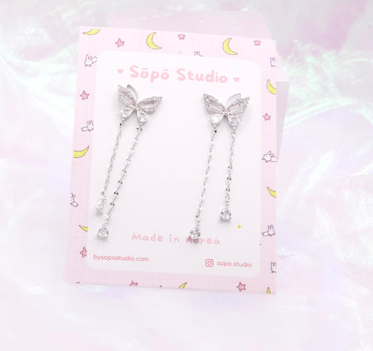 Butterfly Chain Drop Elegant Bridal Korean Earrings