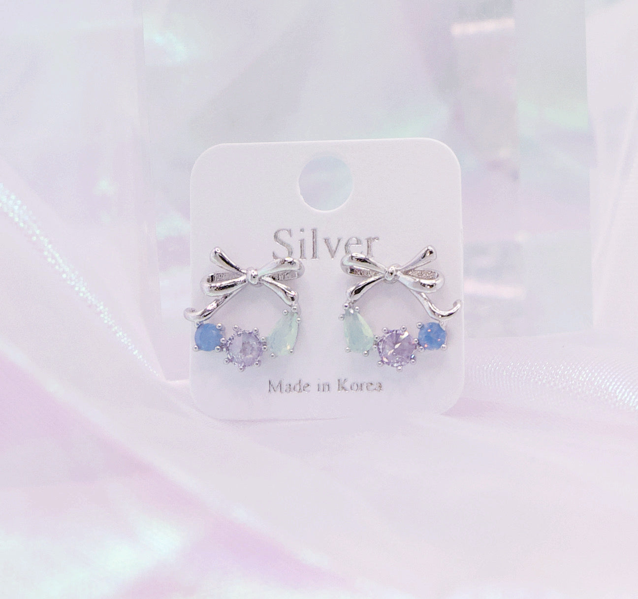 Korean Crystal Petit Bowknot Cute Studs Earrings