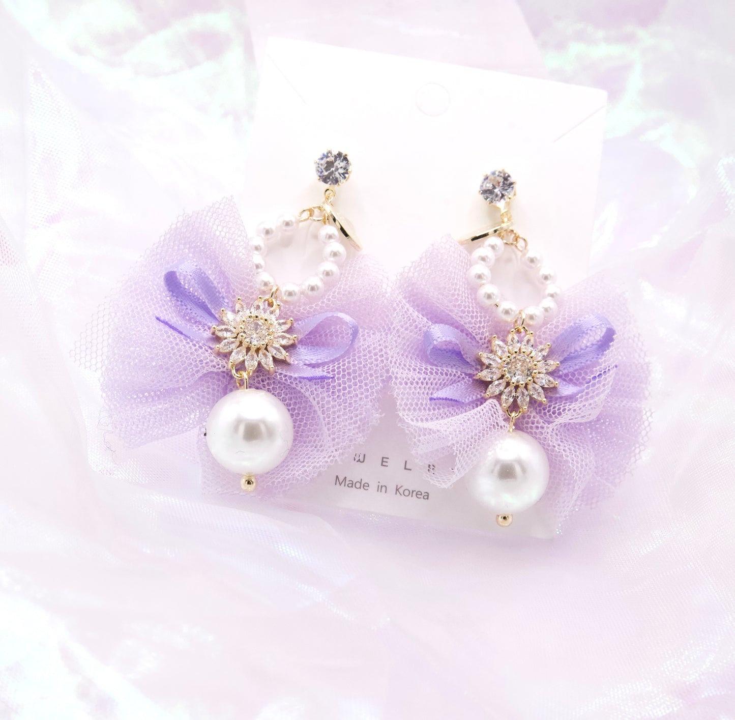 Bow Statement Crystal Korean Earrings - 2 colors