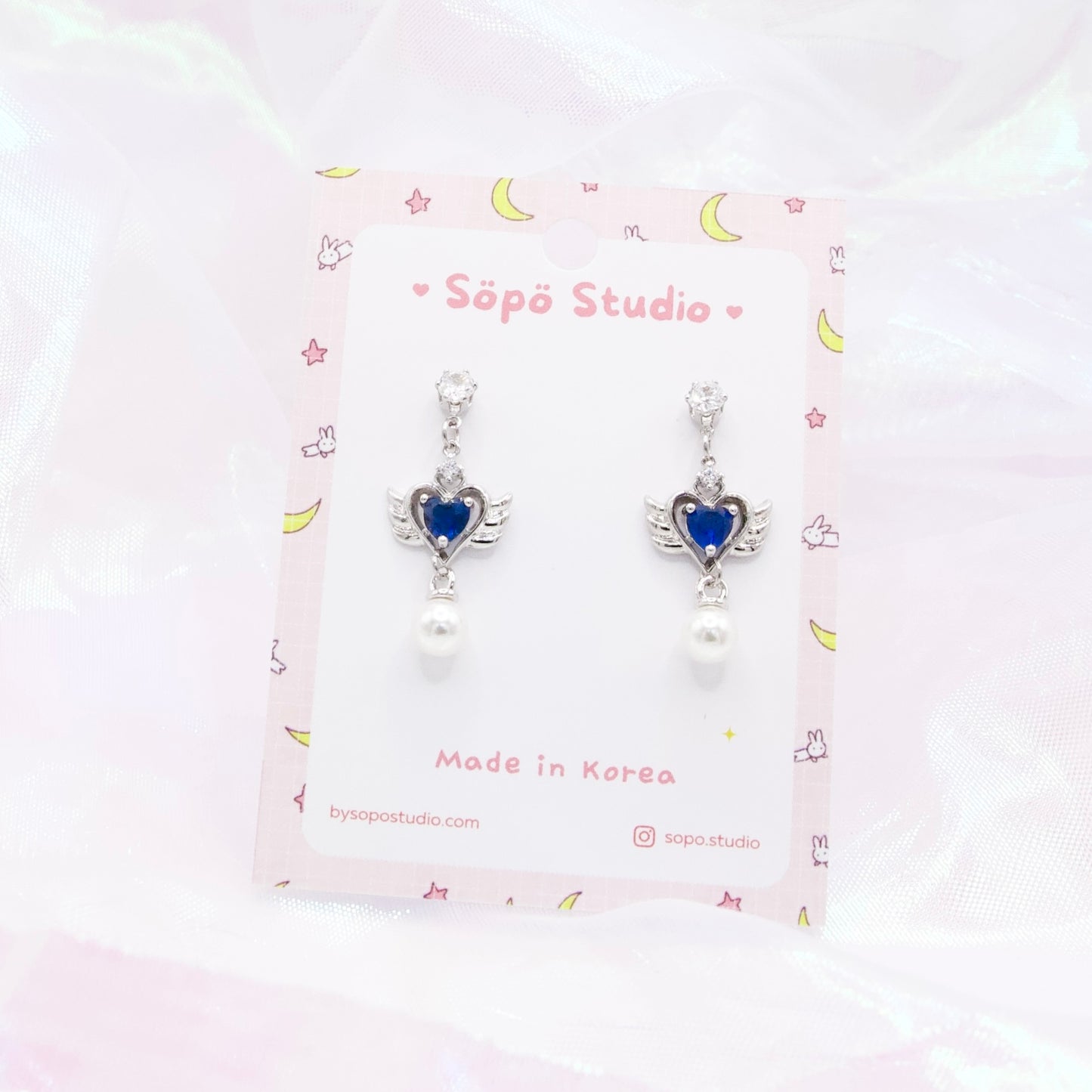 Holic Angel Stone Dangle Earrings - 2 colors