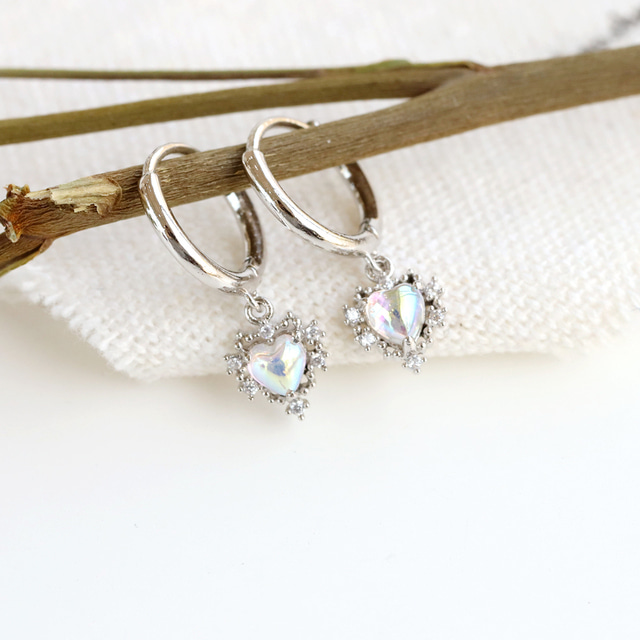 Crystal Petit Heart Elegant Hoop Korean Earrings - 2 colors