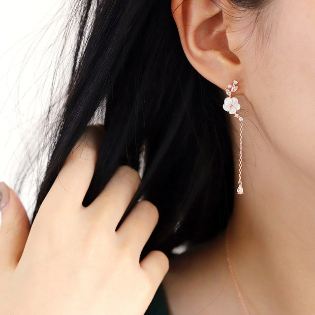 Mother of Pearl Cute Chain Drop Dangle Earrings - 2 colors