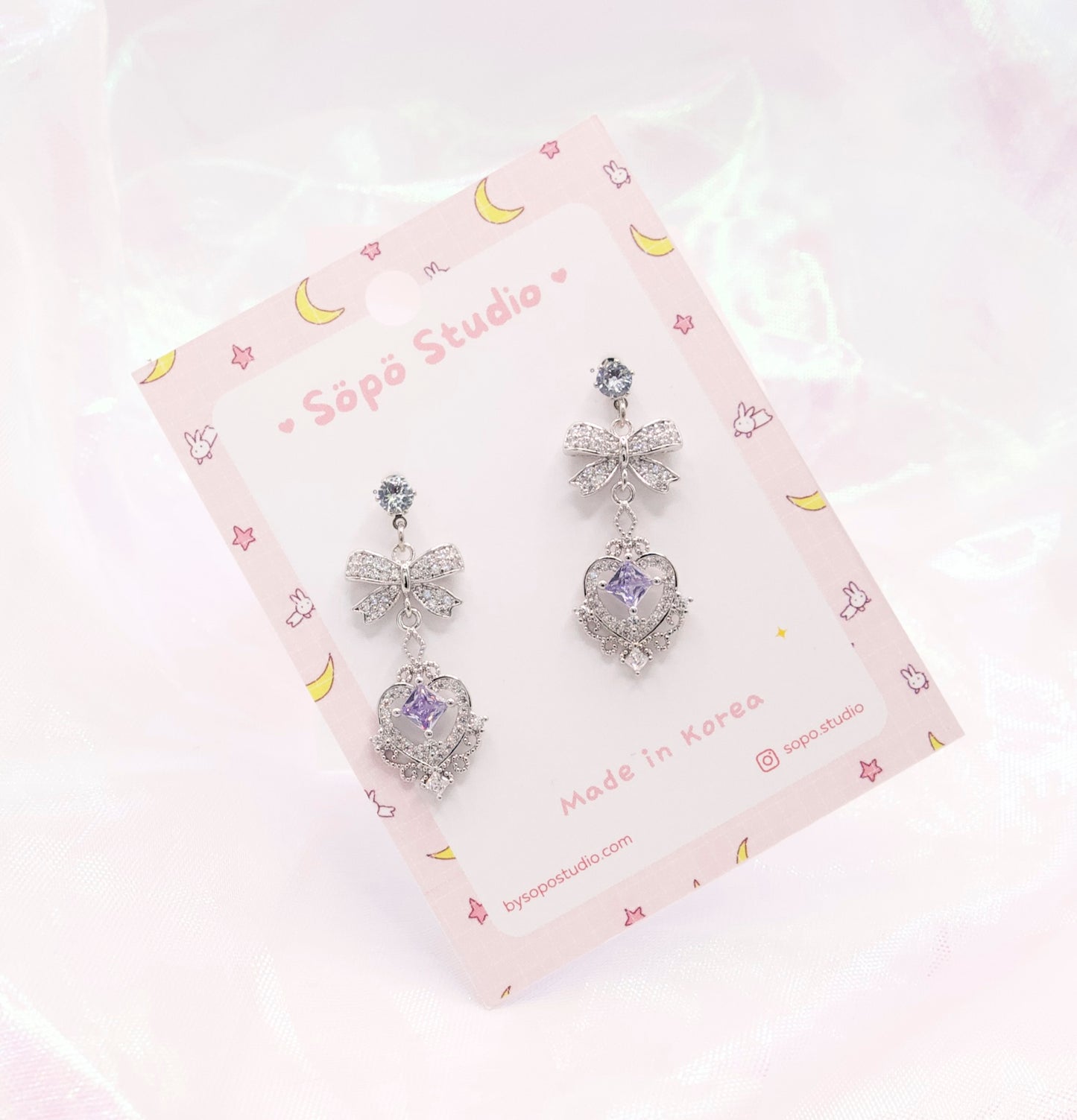 Sailor Moon Crystal Heart Magical Cute Dangle Korean Dainty Style Earrings