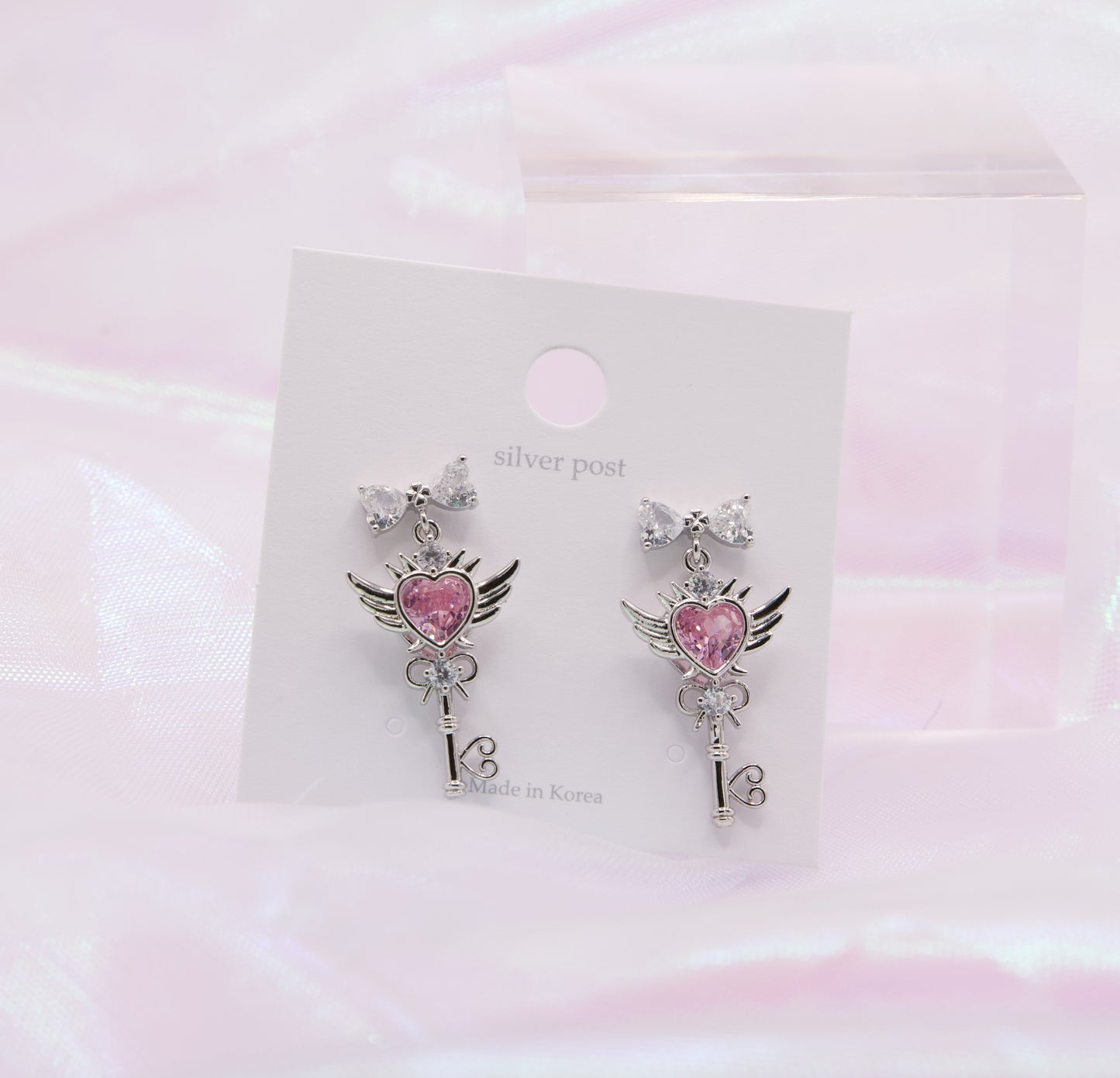 Sailor Moon Y2K Cute Magical Heart Wing Wand Earrings