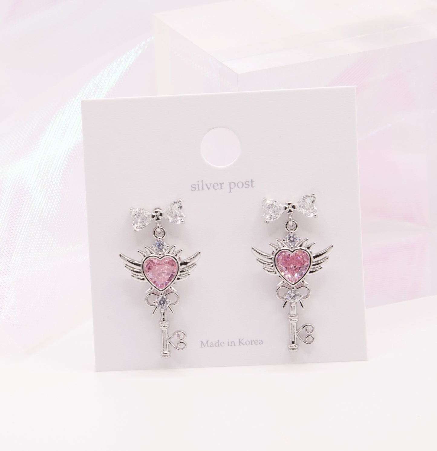 Sailor Moon Y2K Cute Magical Heart Wing Wand Earrings