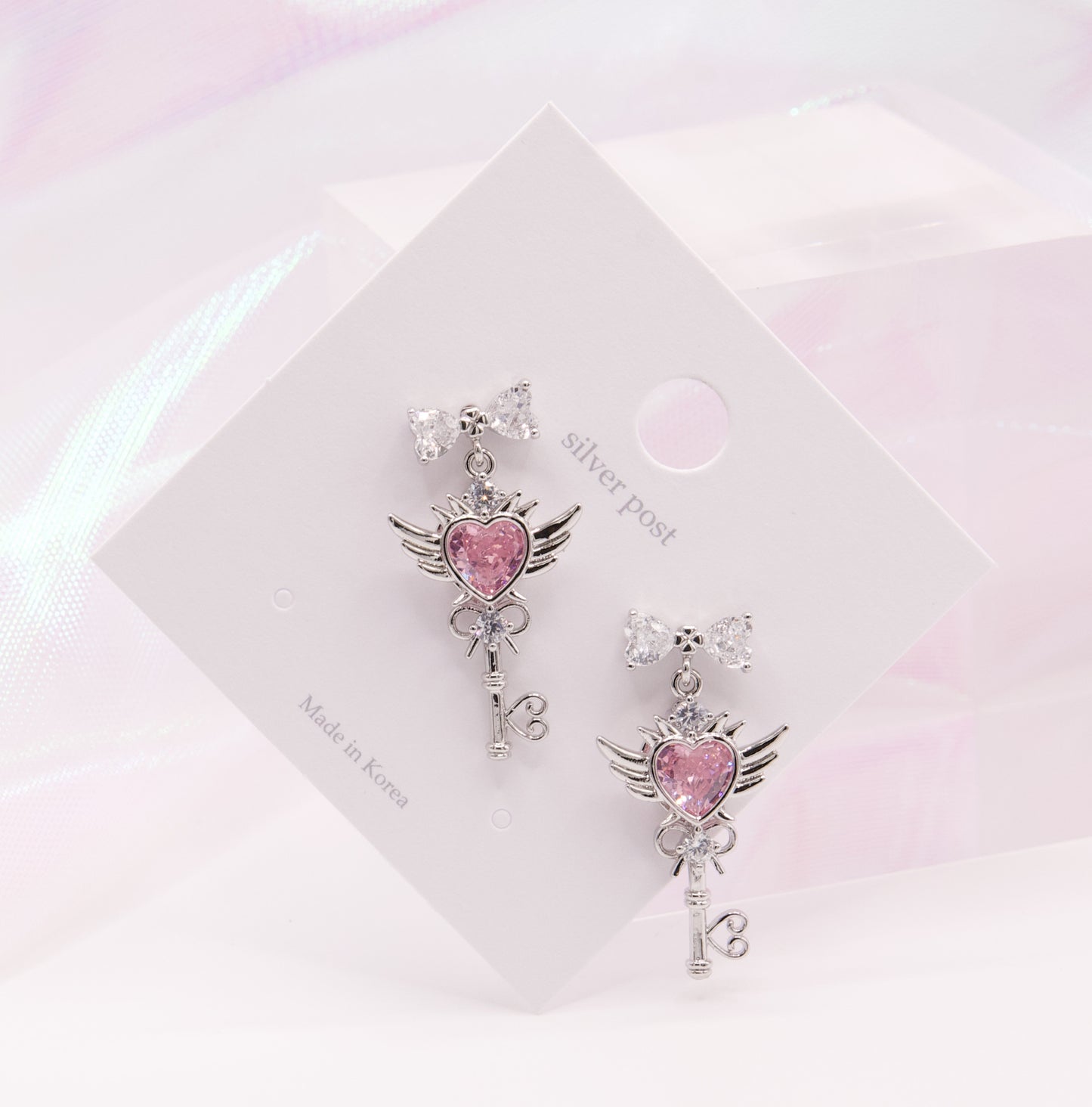 Sailor Moon Y2K Cute Magical Heart Wing Wand Earrings