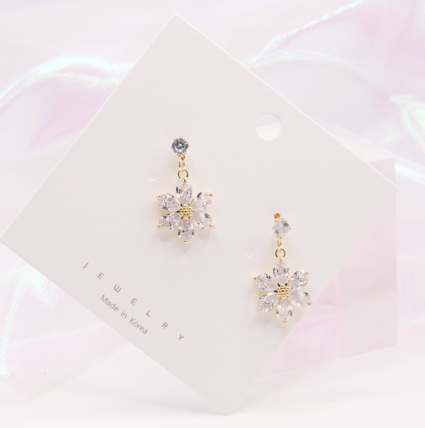 Cute Crystal Sakura Flower Drop Earrings