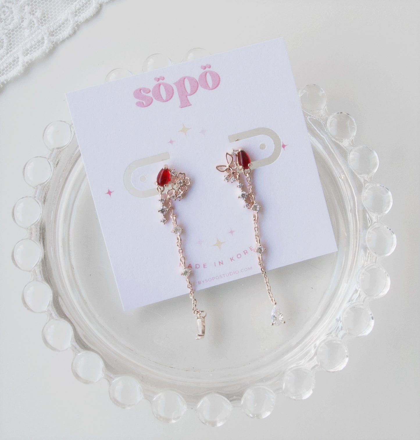 Crystal Spring Flower Dangle Earrings