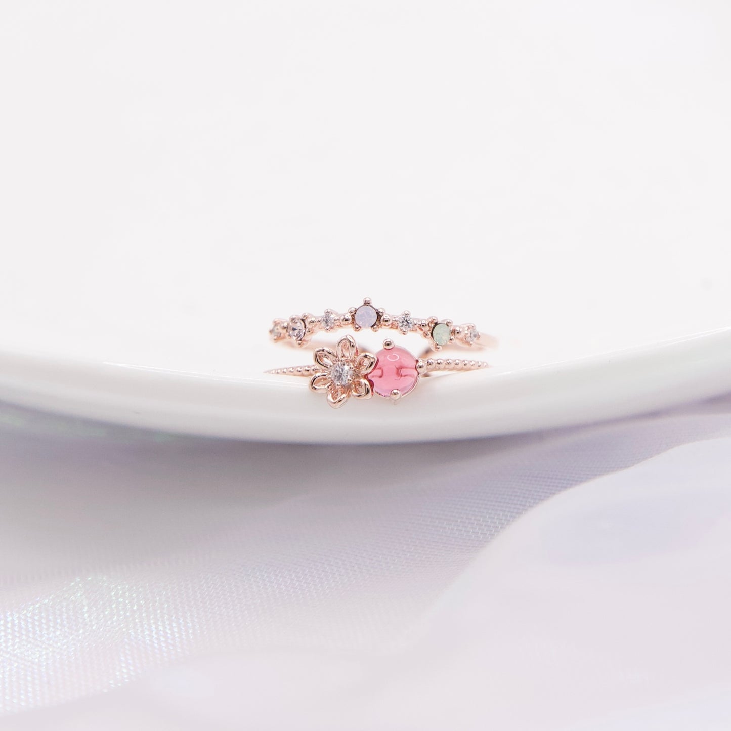 Summer Flower Baby Pink Adjustable Ring