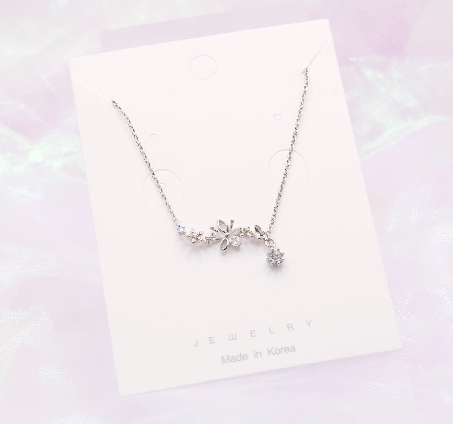 Secret Garden Flower Crystal Drop Korean Style Necklace