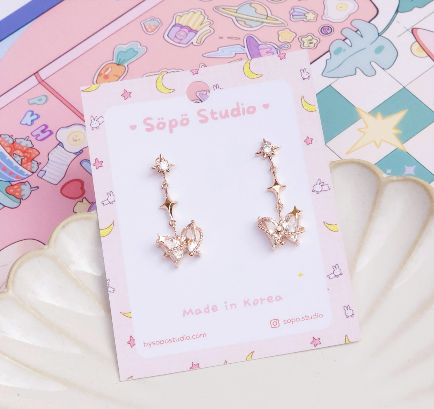 Butterfly Planet Dainty Elegant Korean Earrings - 2 Colors