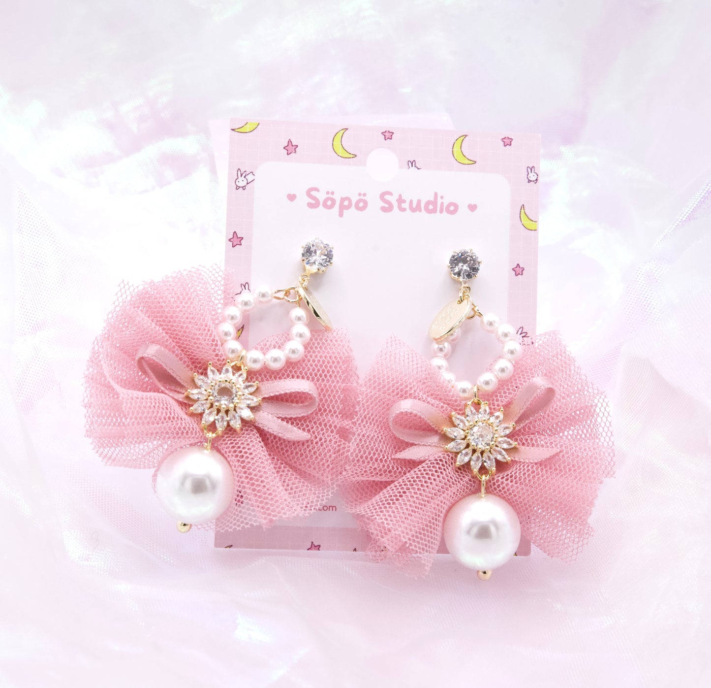 Bow Statement Crystal Korean Earrings - 2 colors