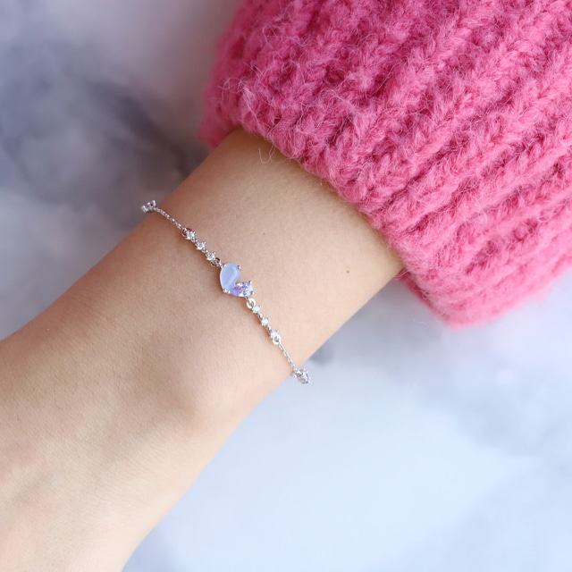 Heart Crystal Korean Dainty Style Bracelets - 3 colours