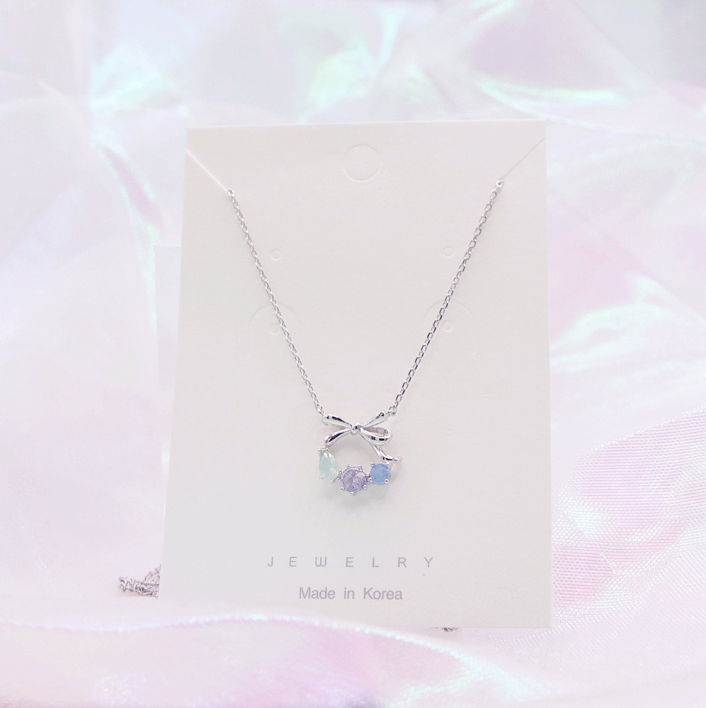 Korean Dainty Princess Style Petit Bow Crystal Necklace - 2 colors