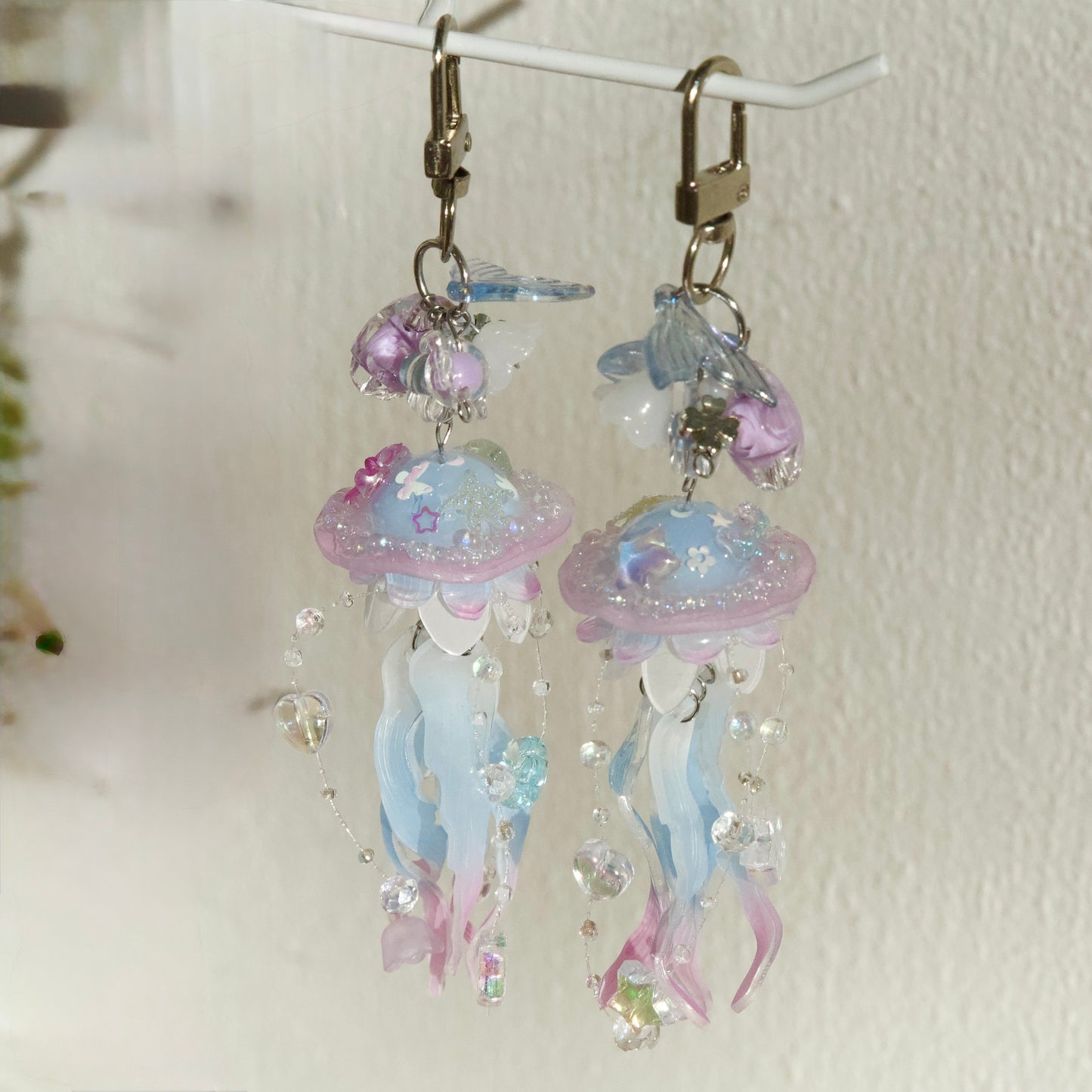Fairy Dangle Jellyfish Handmade Keychain/Bag charm - Pink Blue