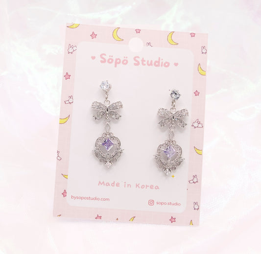 Sailor Moon Crystal Heart Magical Cute Dangle Korean Dainty Style Earrings